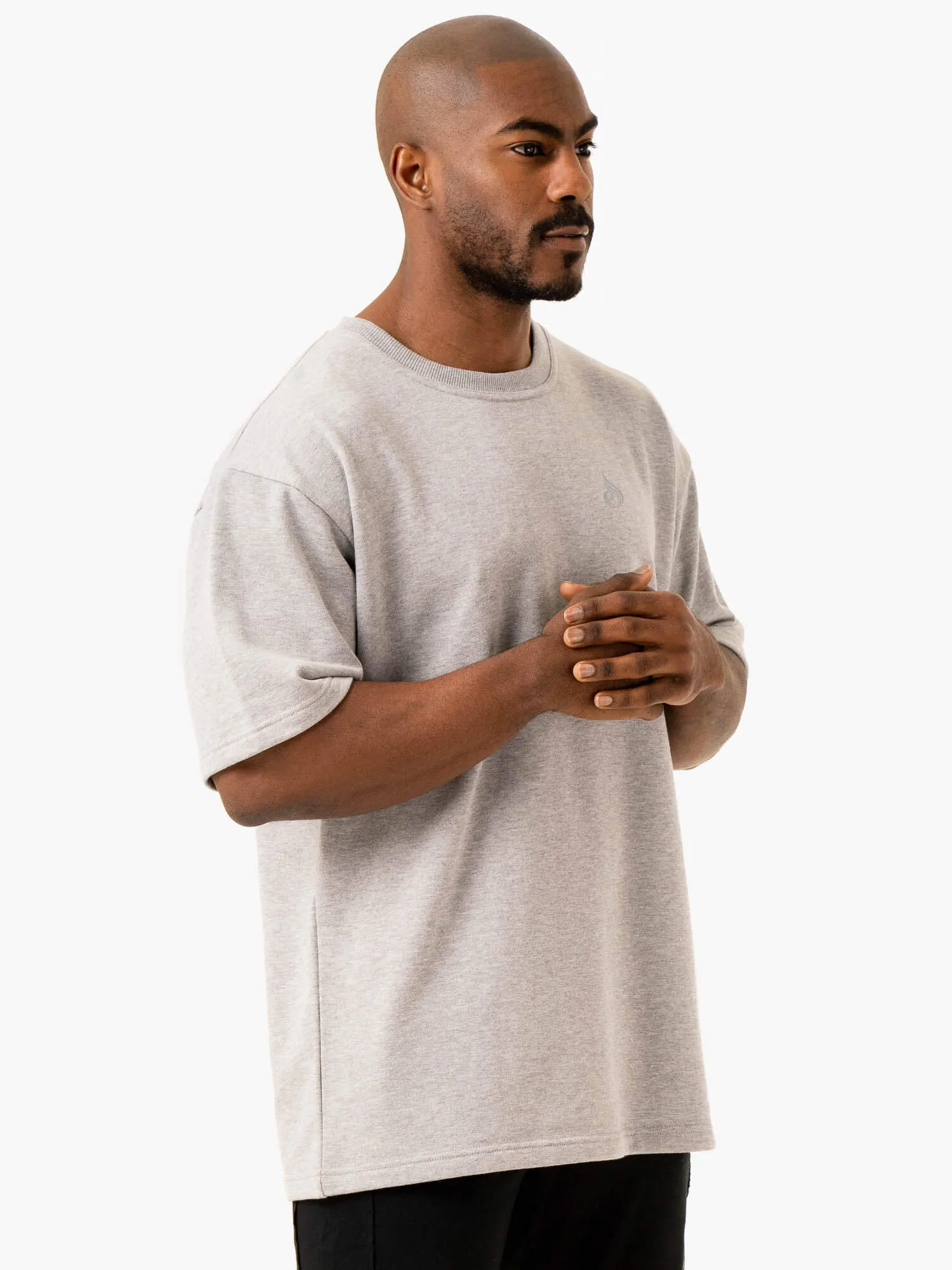 Throwback Oversized Fleece T-Shirt - Grey Marl warm insulation
