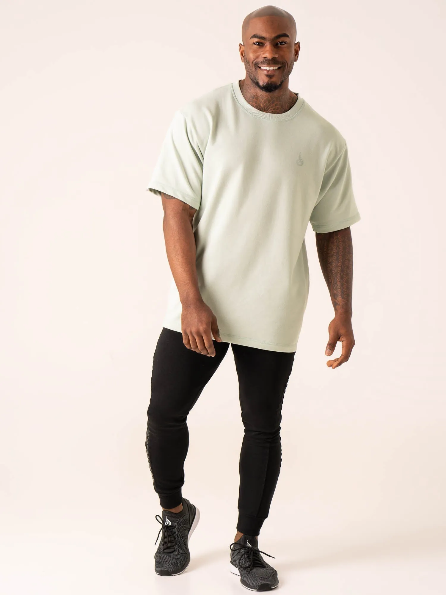 Throwback Oversized Fleece T-Shirt - Seafoam work comfort