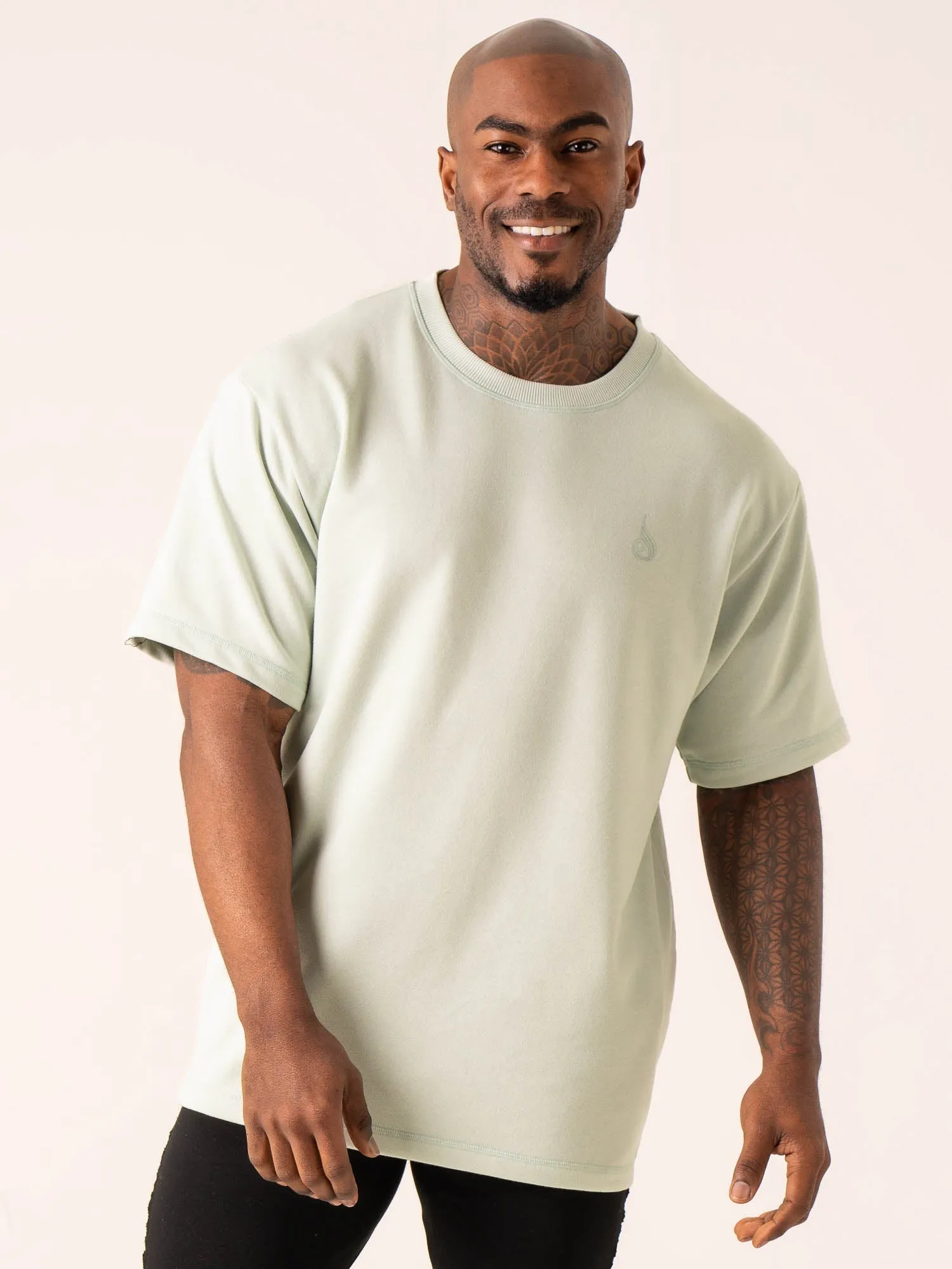 Throwback Oversized Fleece T-Shirt - Seafoam outdoor fun