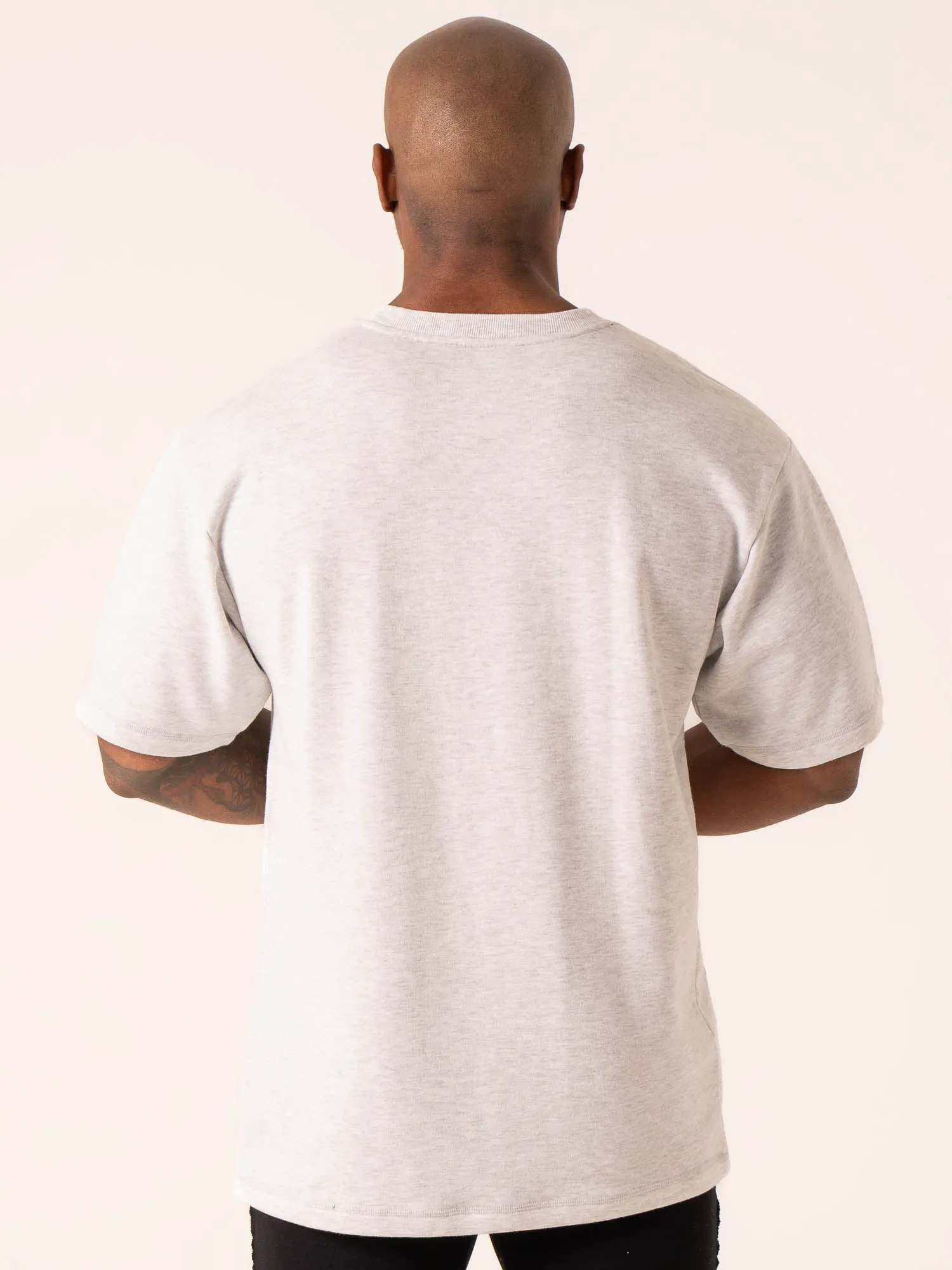 Throwback Oversized Fleece T-Shirt - Snow Grey Marl casual style