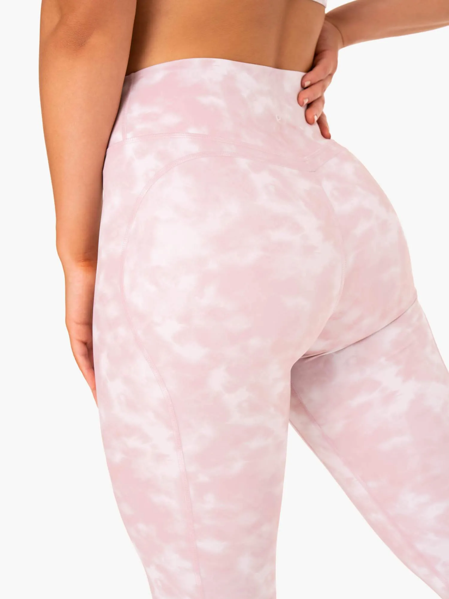 Tie Dye 7/8 Leggings - Mauve Pink Tie Dye Supportive design