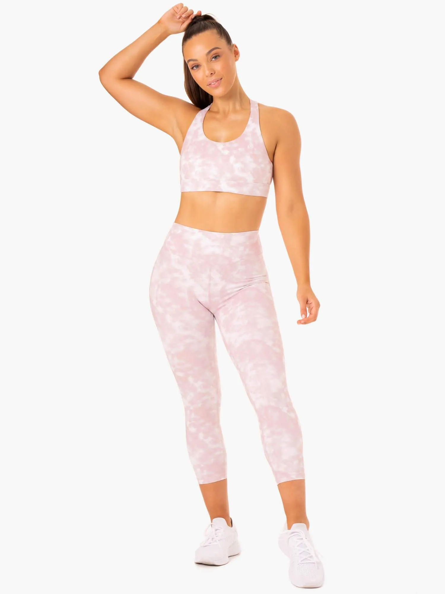 Tie Dye 7/8 Leggings - Mauve Pink Tie Dye Chic fabric