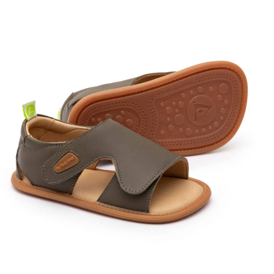 Tip Toey Joey Boy's and Girl's Boomy Sandals - Mineral Green Bare Style