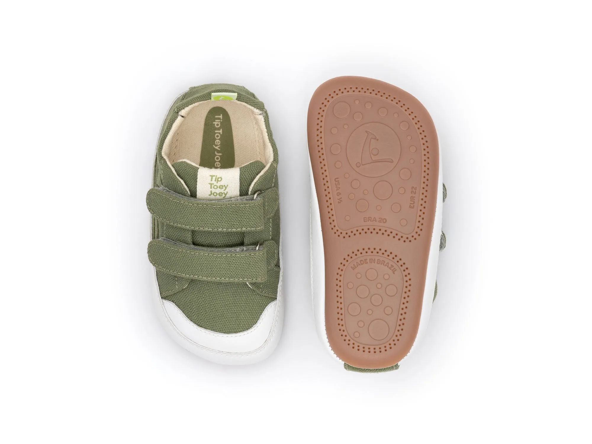 Tip Toey Joey Boy's and Girl's Bossy Green Sneakers - Lona Verde Pistache smart look