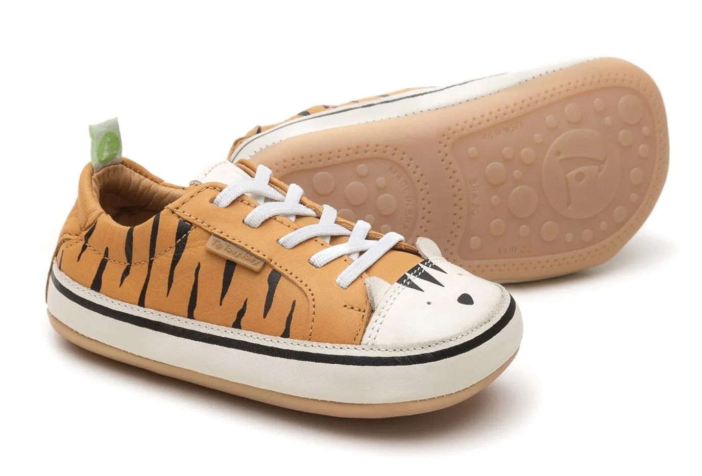 Tip Toey Joey Boy's and Girl's Funky Tiger Sneakers, Hay/Tapioca hang out