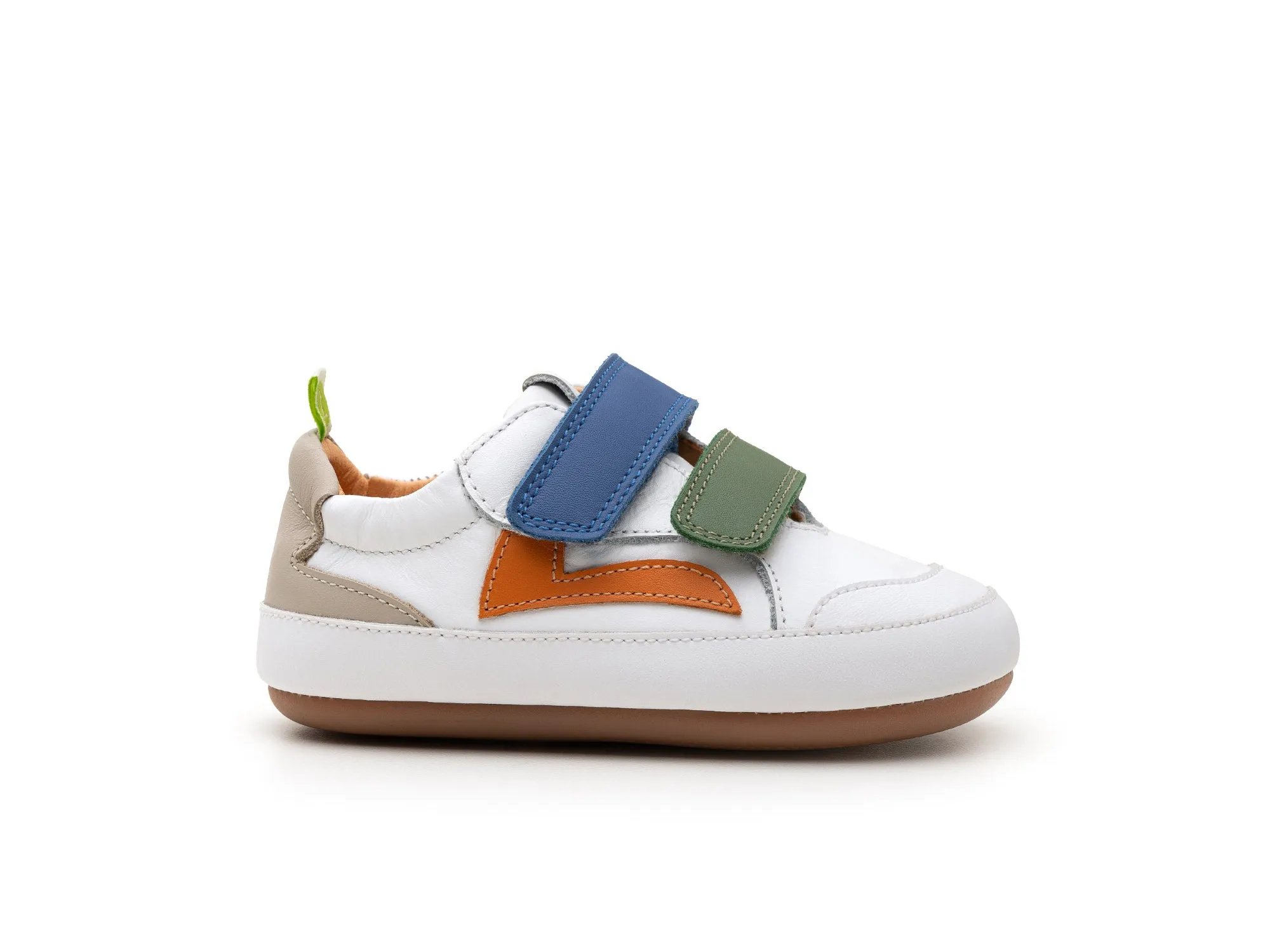 Tip Toey Joey Boy's And Girl's Landy Sneakers - White / Salsa / Blue Tang soft padding
