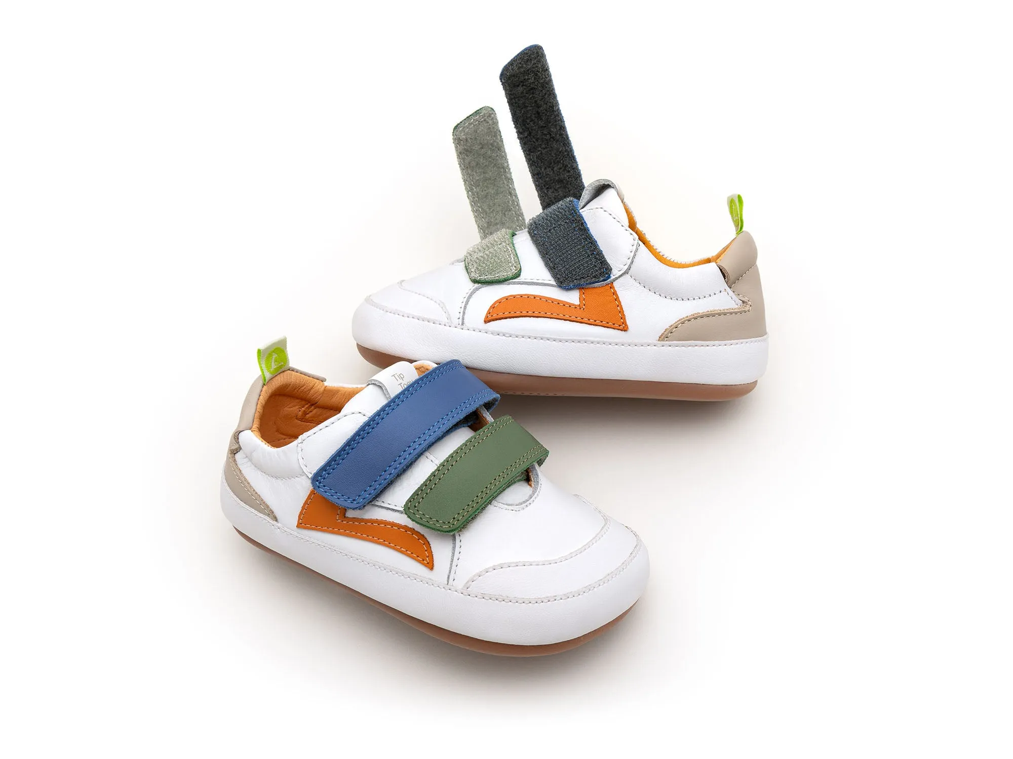 Tip Toey Joey Boy's And Girl's Landy Sneakers - White / Salsa / Blue Tang style flex