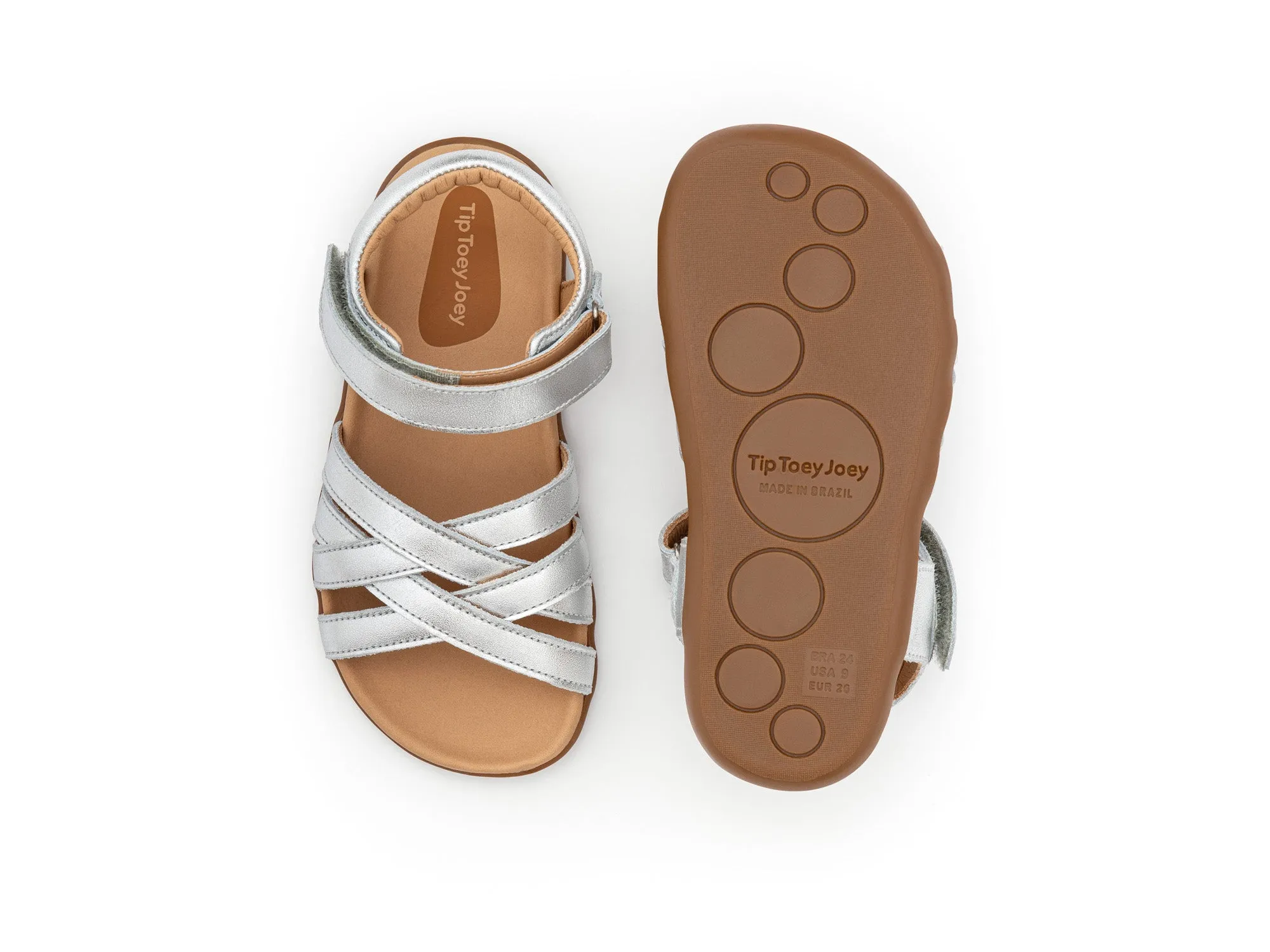 Tip Toey Joey Girl's Criss Cross Sandals - Sterling Silver Weekend Ease