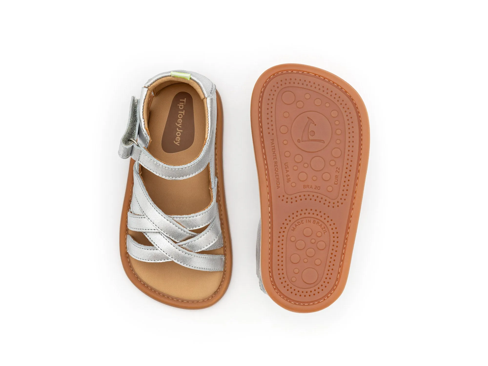Tip Toey Joey Girl's Criss Cross Sandals - Sterling Silver Outdoor Calm