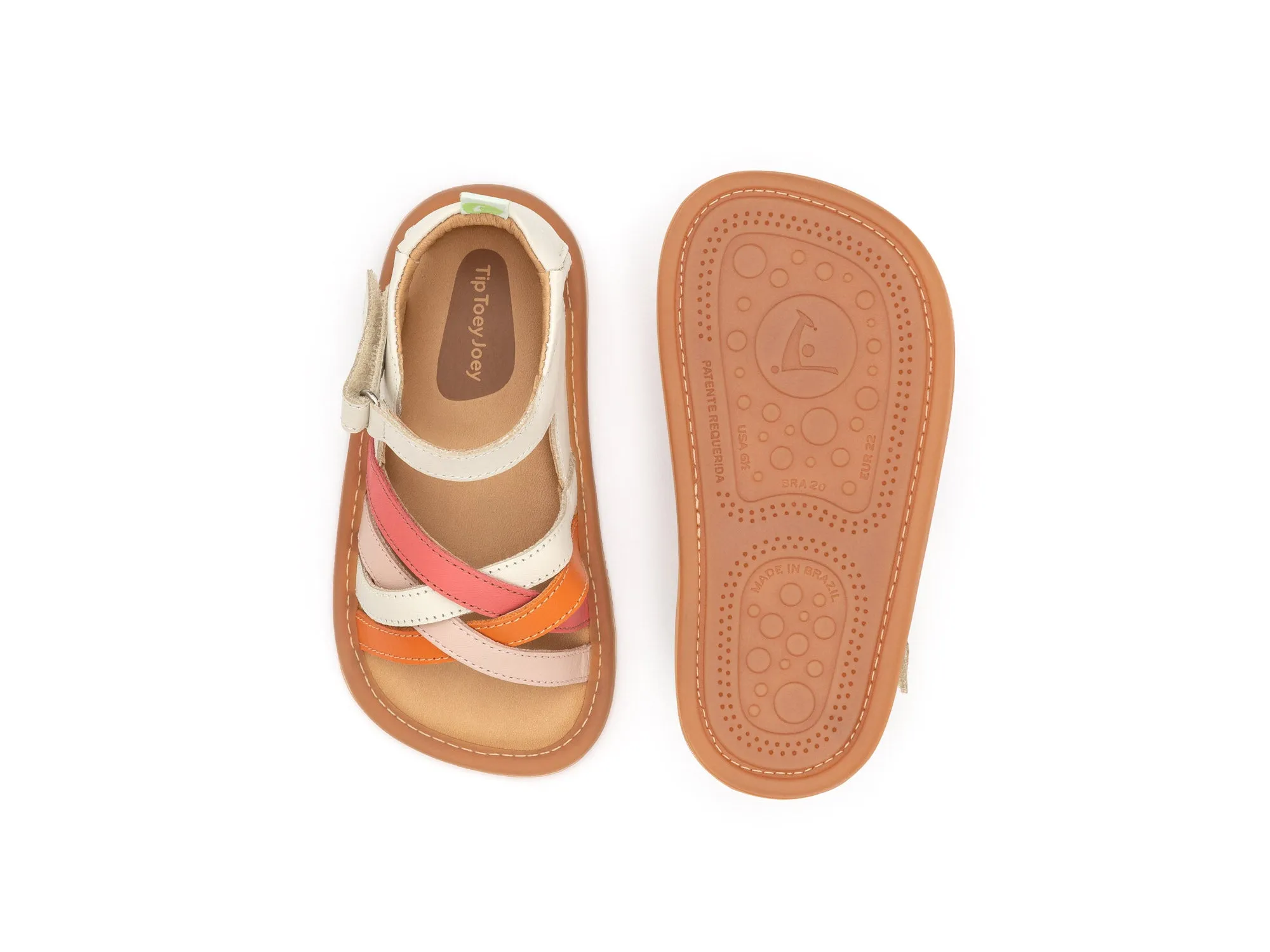 Tip Toey Joey Girl's Criss Cross Sandals - Tapioca / Tangerine / Coral Matte Soft Touch