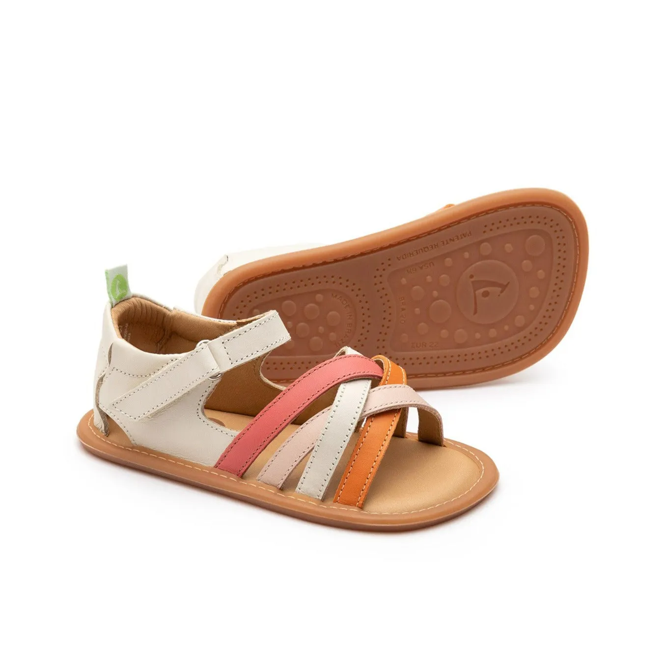 Tip Toey Joey Girl's Criss Cross Sandals - Tapioca / Tangerine / Coral Matte Sunset Way
