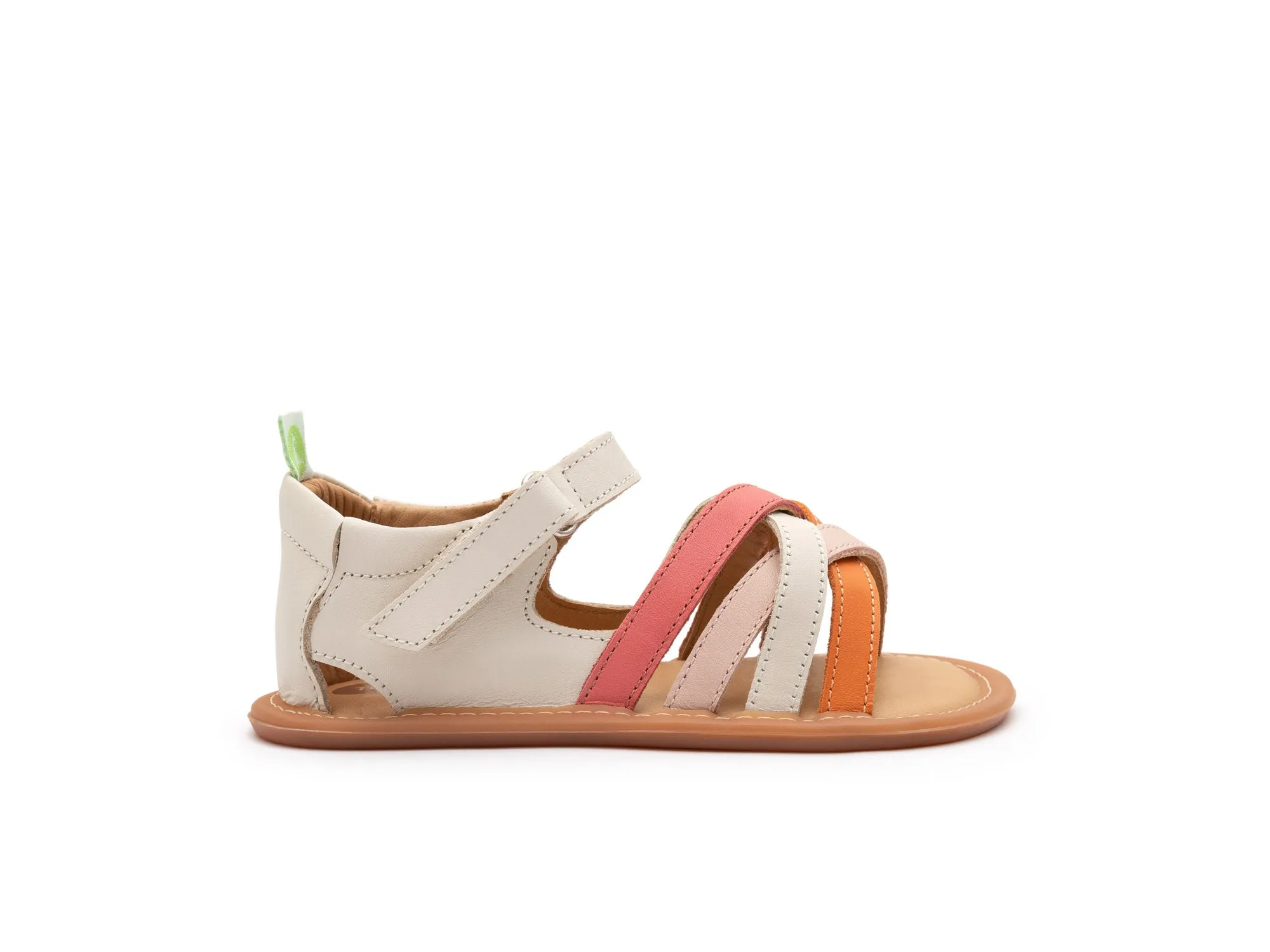 Tip Toey Joey Girl's Criss Cross Sandals - Tapioca / Tangerine / Coral Matte Open Freedom