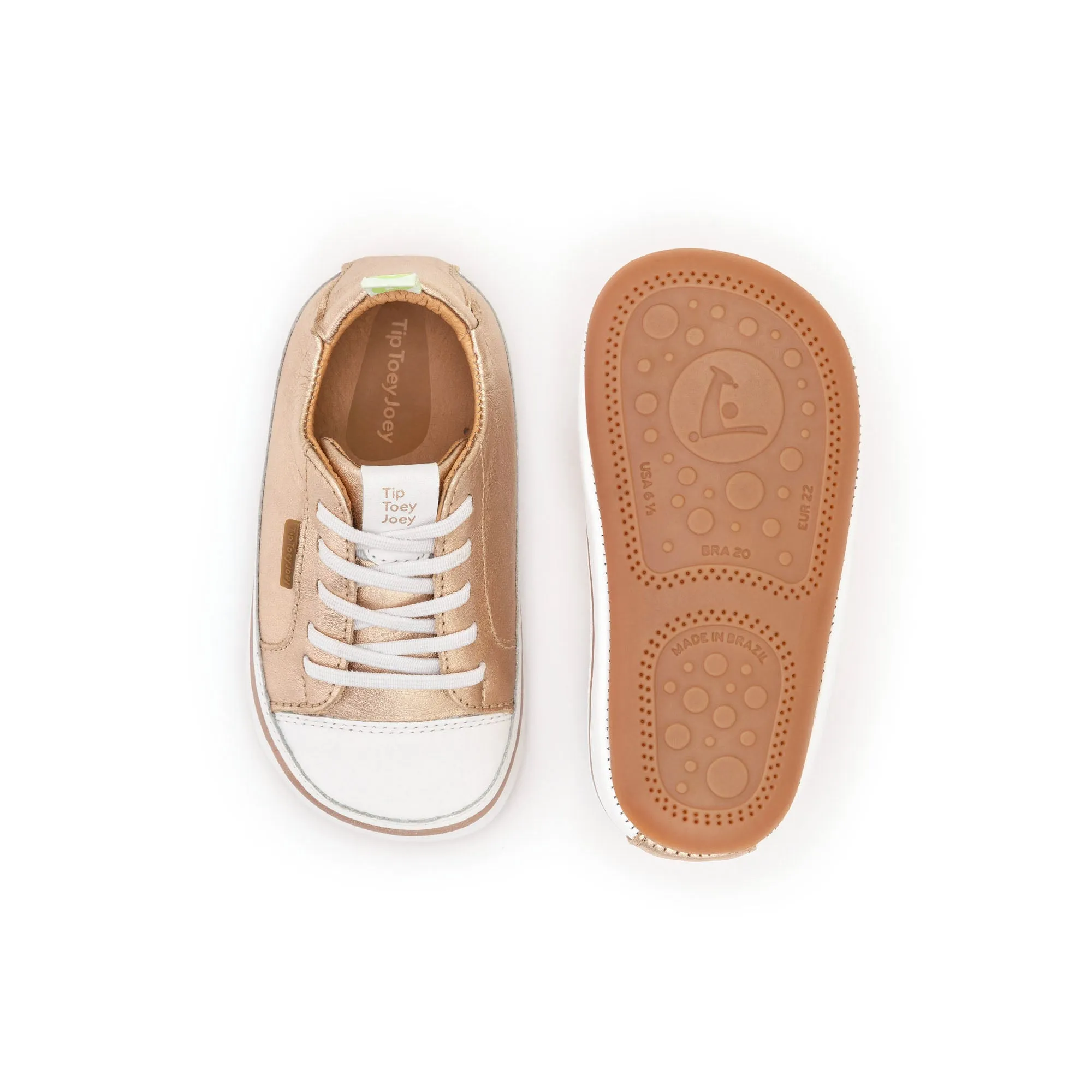 Tip Toey Joey Girl's Funky Sneakers - Metallic Salmon / White travel edge