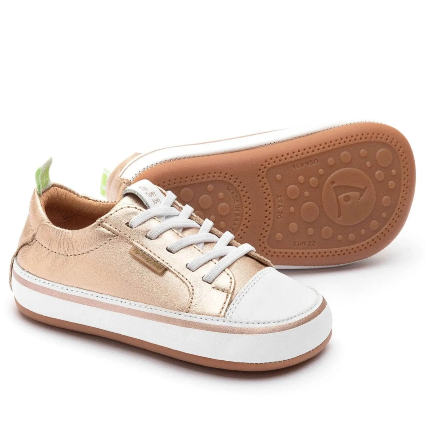 Tip Toey Joey Girl's Funky Sneakers - Metallic Salmon / White calm fit