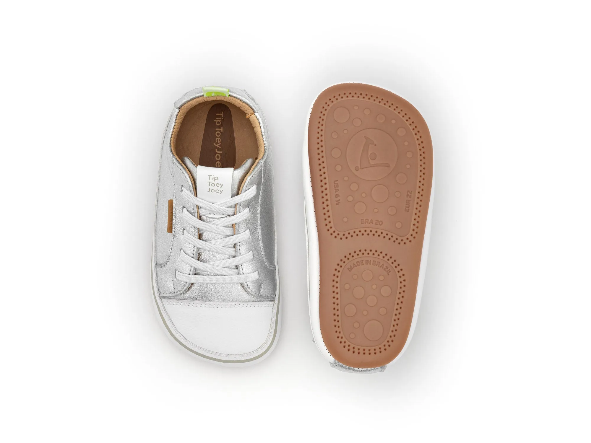 Tip Toey Joey Girl's Funky Sneakers - Sterling Silver / White quick slip