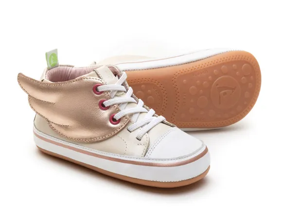 Tip Toey Joey Girl's Hyppy Fly High Top Sneakers, Antique White smooth step