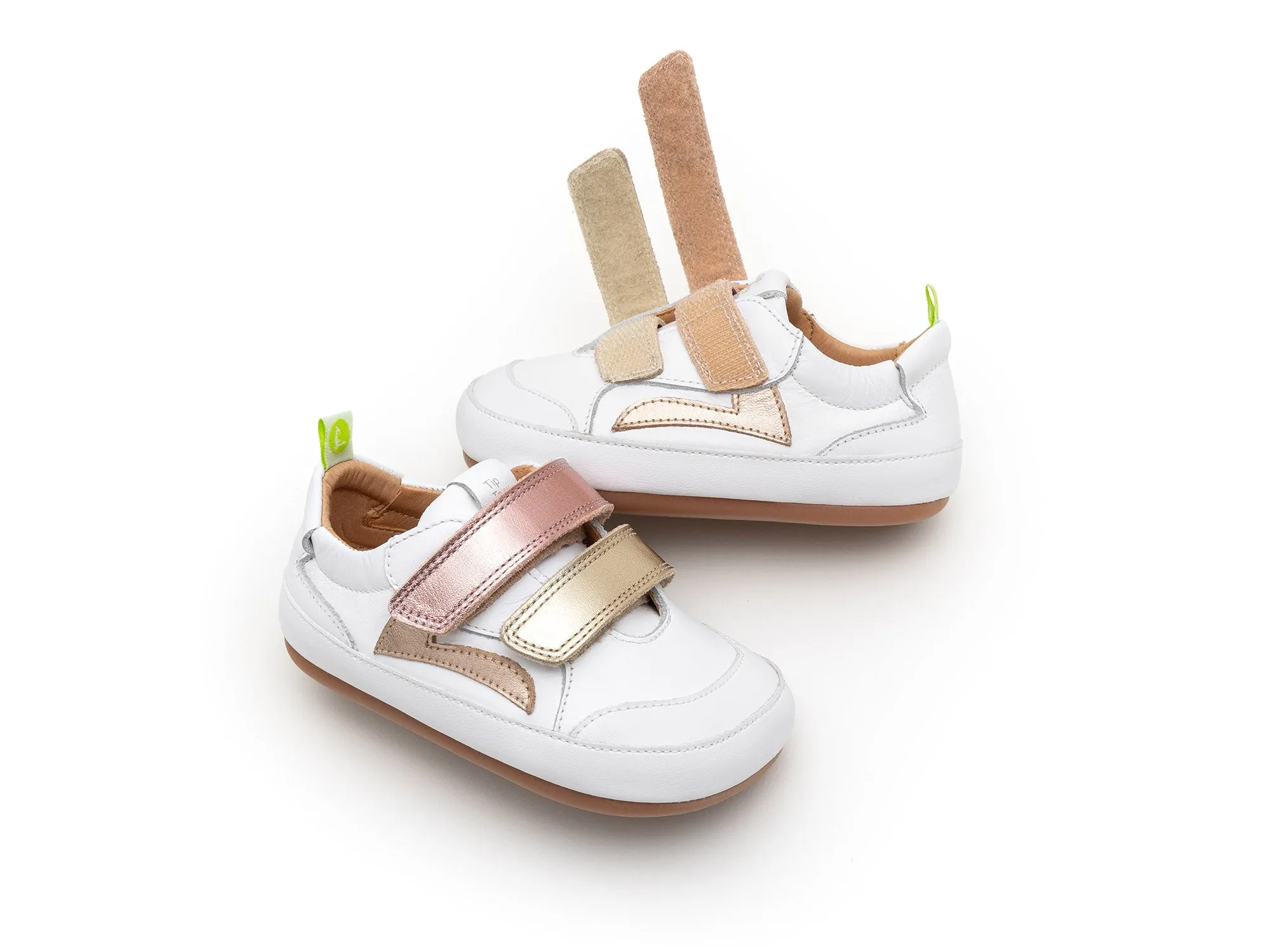 Tip Toey Joey Girl's Landy Sneakers - White / Champagne / Rose Gold modern life