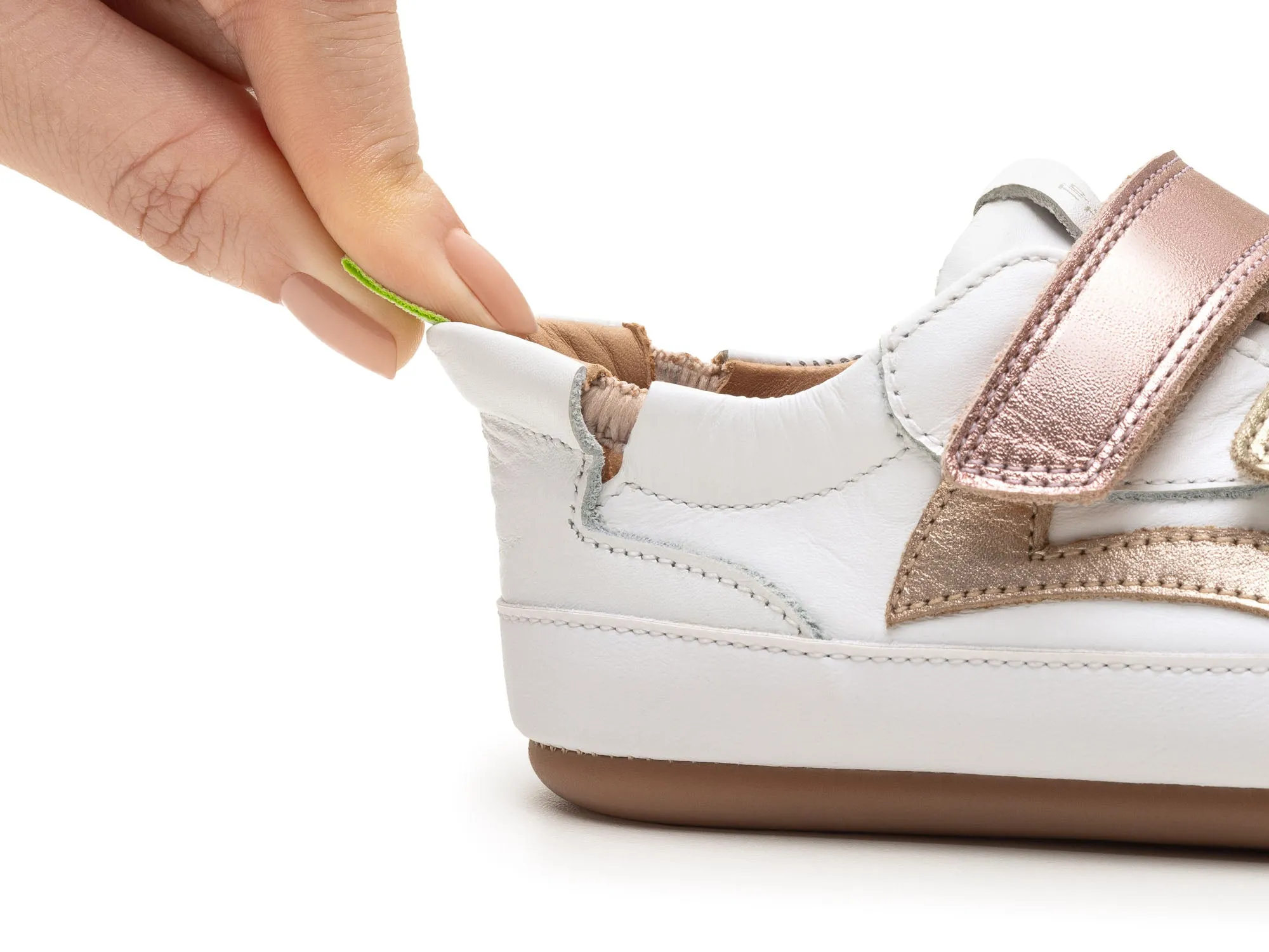 Tip Toey Joey Girl's Landy Sneakers - White / Champagne / Rose Gold rest time