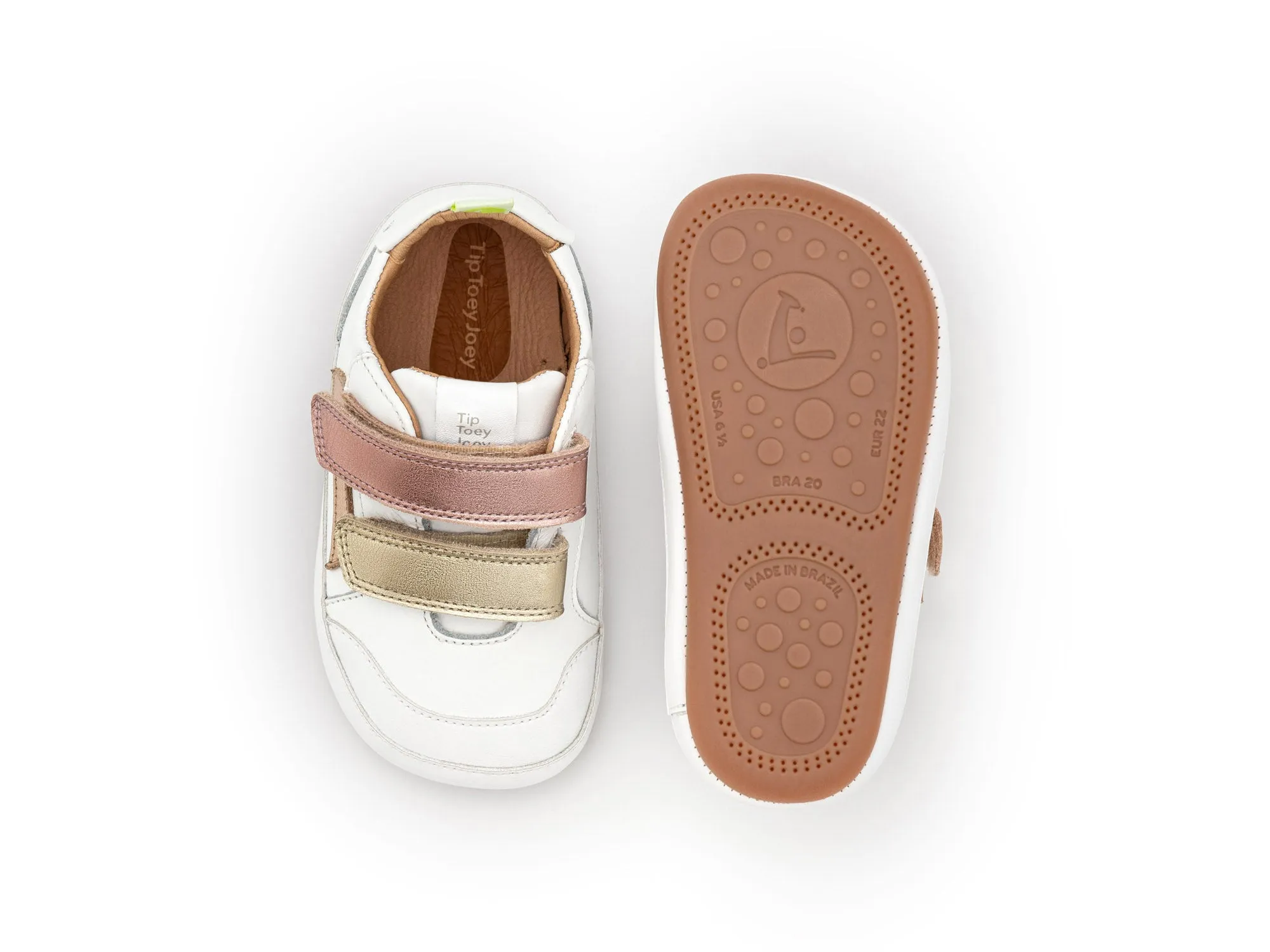 Tip Toey Joey Girl's Landy Sneakers - White / Champagne / Rose Gold soft ride