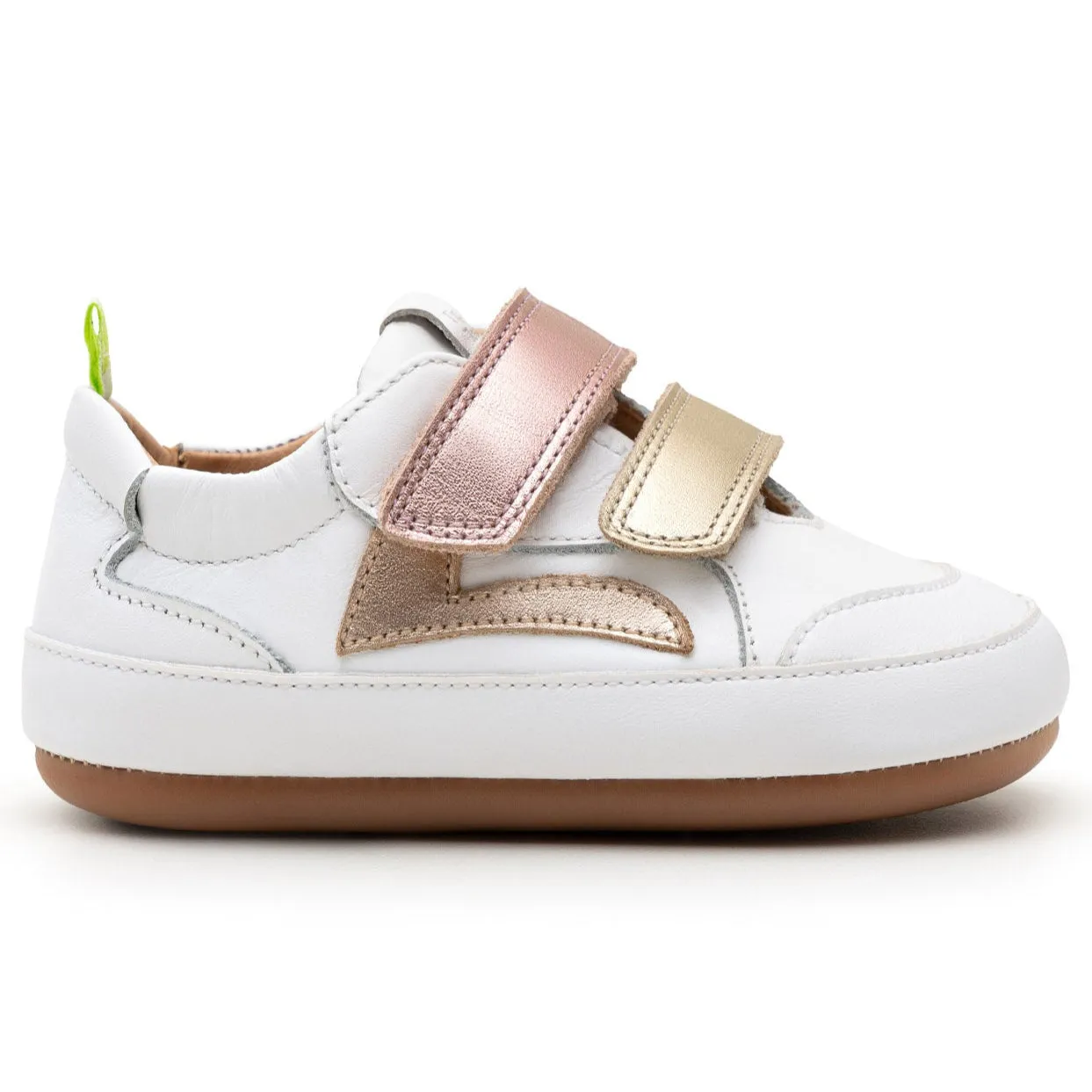 Tip Toey Joey Girl's Landy Sneakers - White / Champagne / Rose Gold style mode