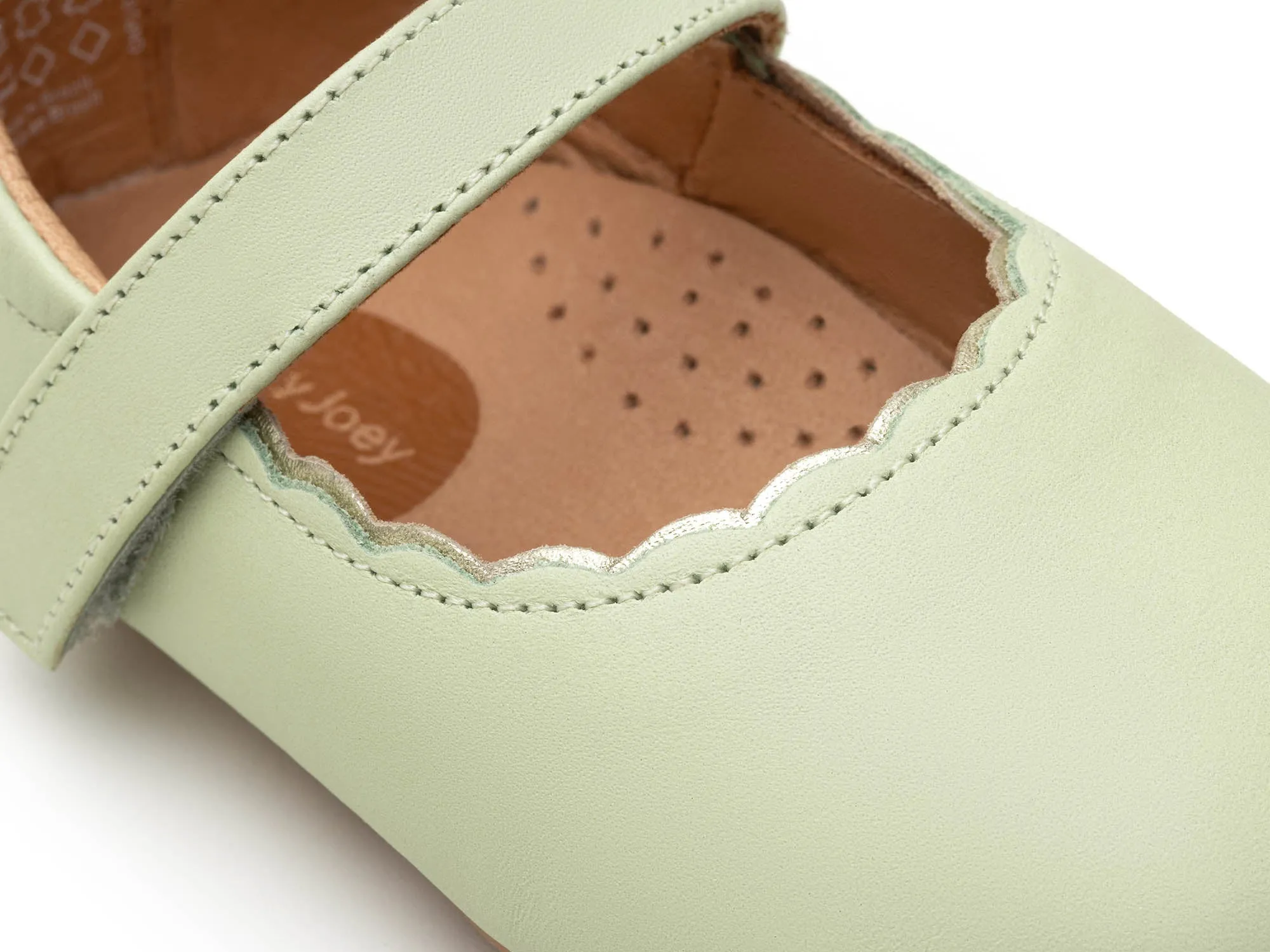 Tip Toey Joey Girl's Roundy Mary Jane Shoes - Aloe Wash / Champagne comfort boost