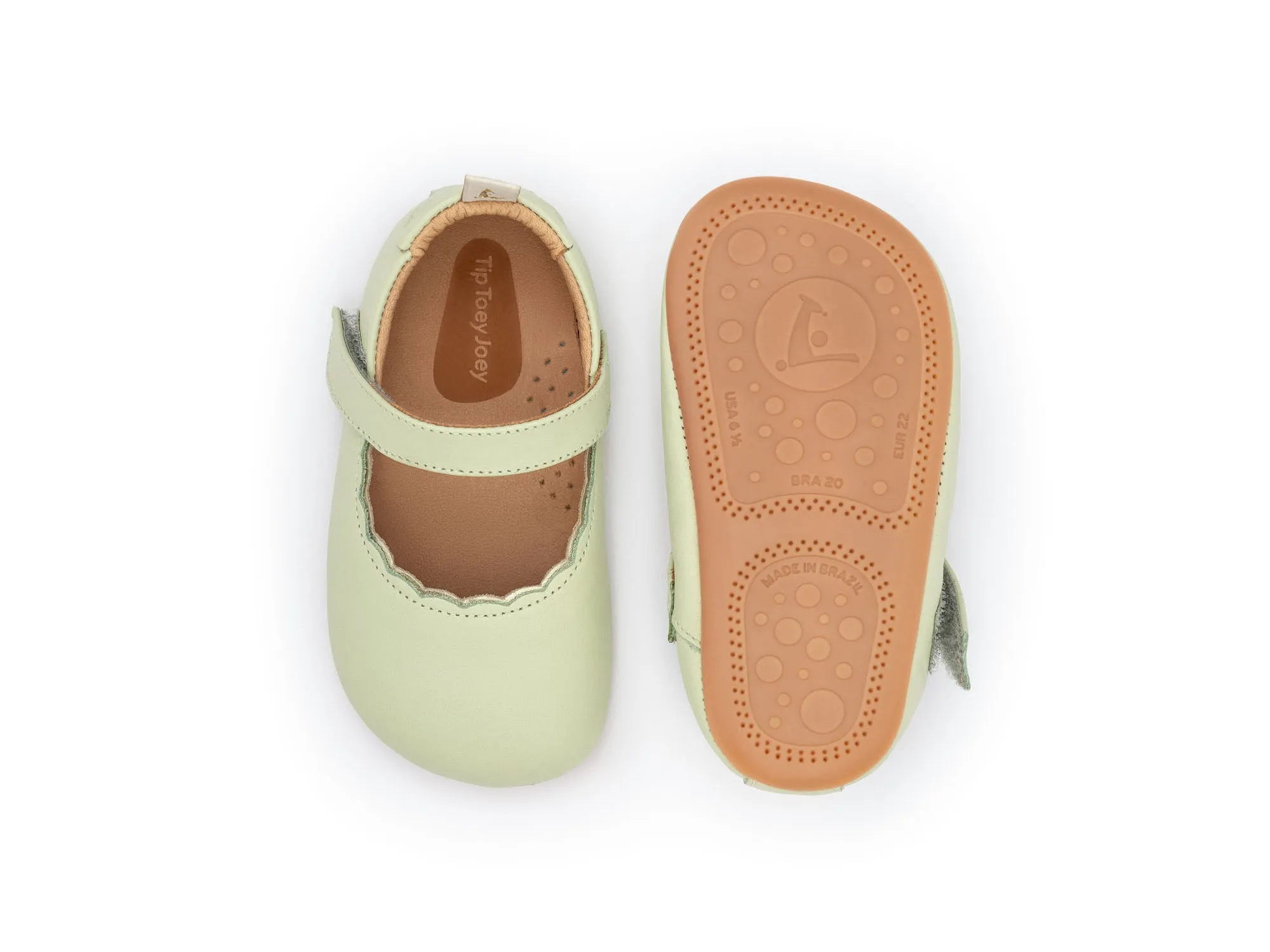 Tip Toey Joey Girl's Roundy Mary Jane Shoes - Aloe Wash / Champagne elegant shape