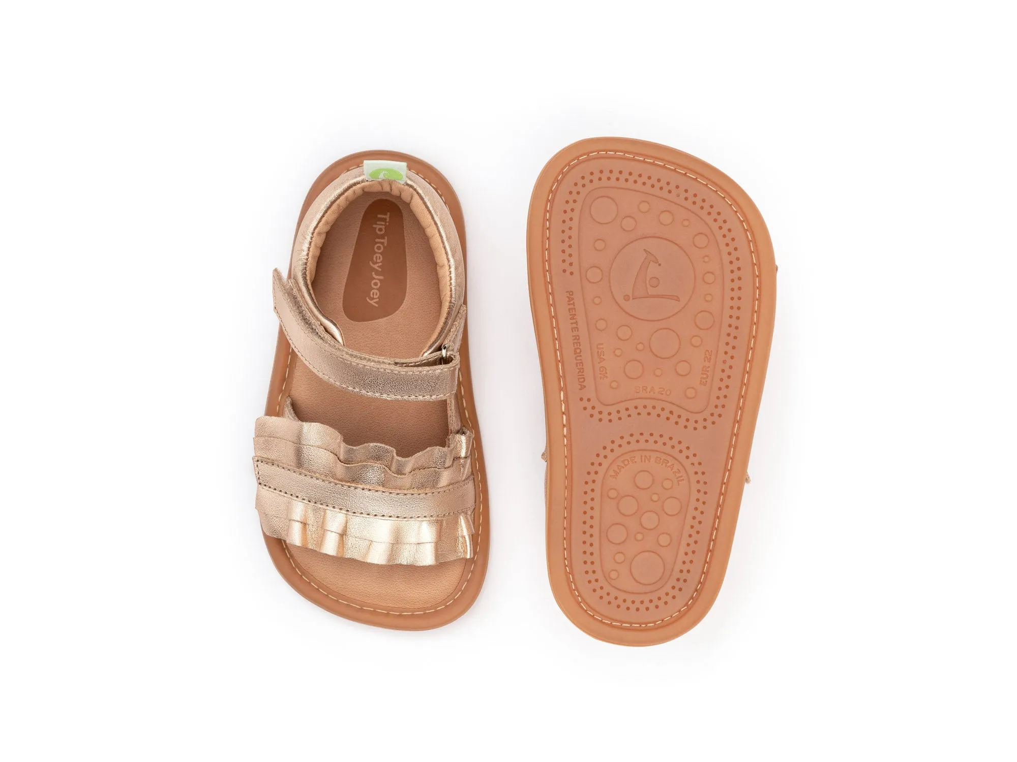 Tip Toey Joey Girl's Ruffy Sandals - Metalic Salmon Free Breath