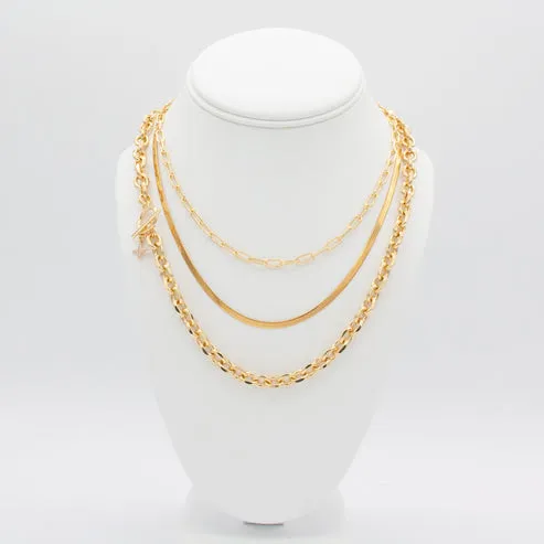 Trifecta 3 Layer Necklace - Gold Classic Taste
