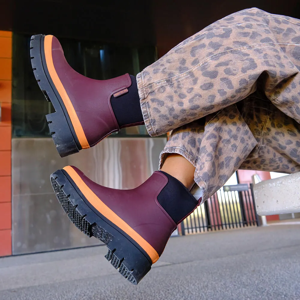 Tully Rain Boot in Plum from Merry People tough shield