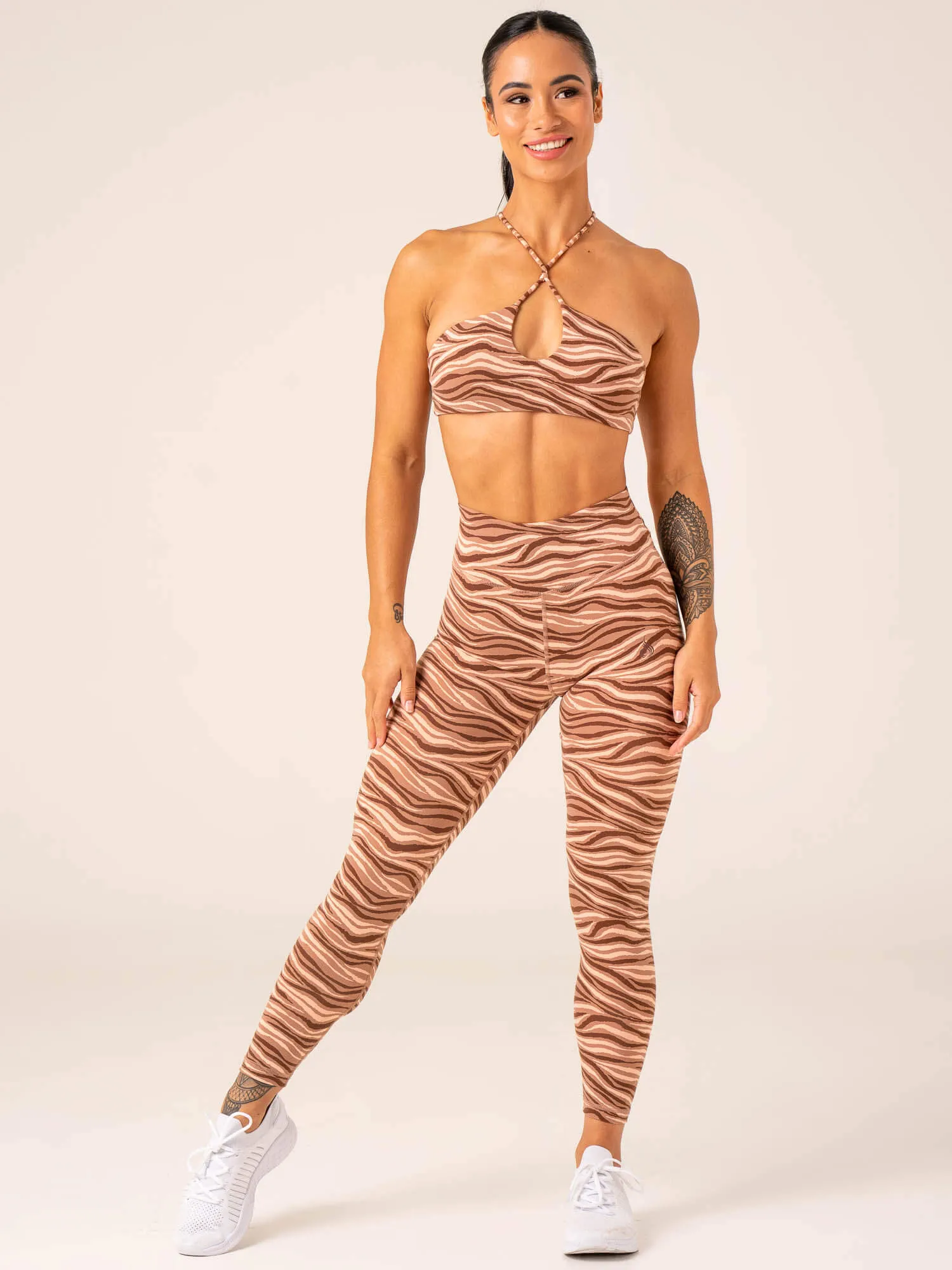 Unstoppable High Waisted Scrunch Leggings - Mocha Zebra Relaxed fit