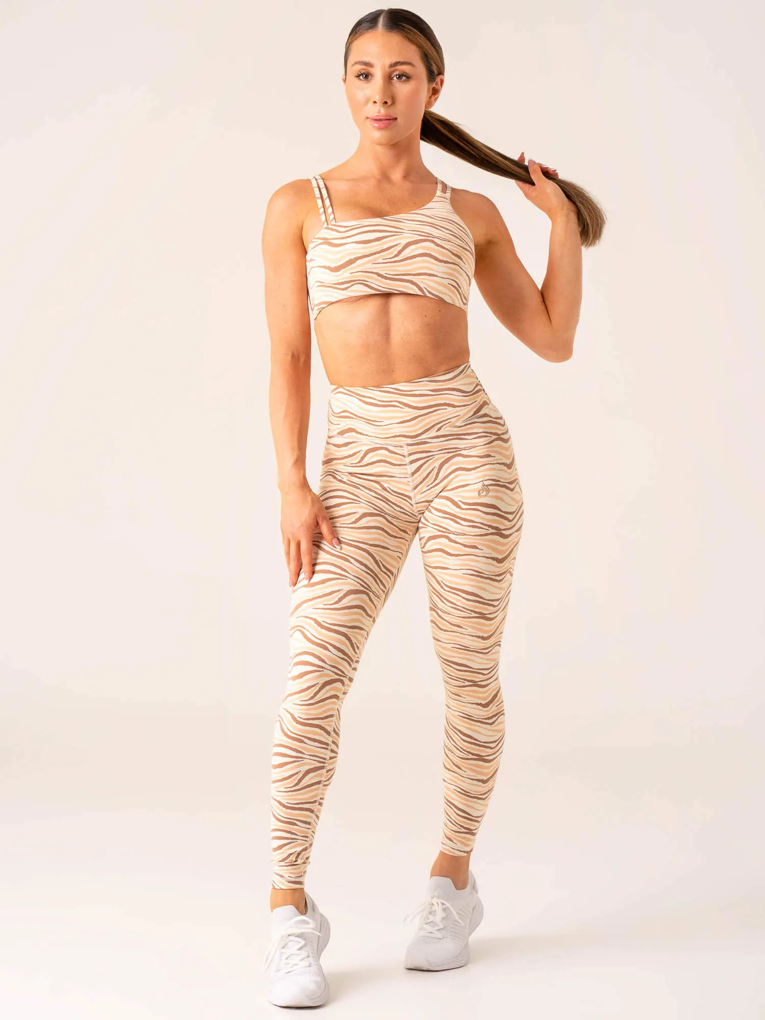 Unstoppable High Waisted Scrunch Leggings - Vanilla Zebra Travel fabric