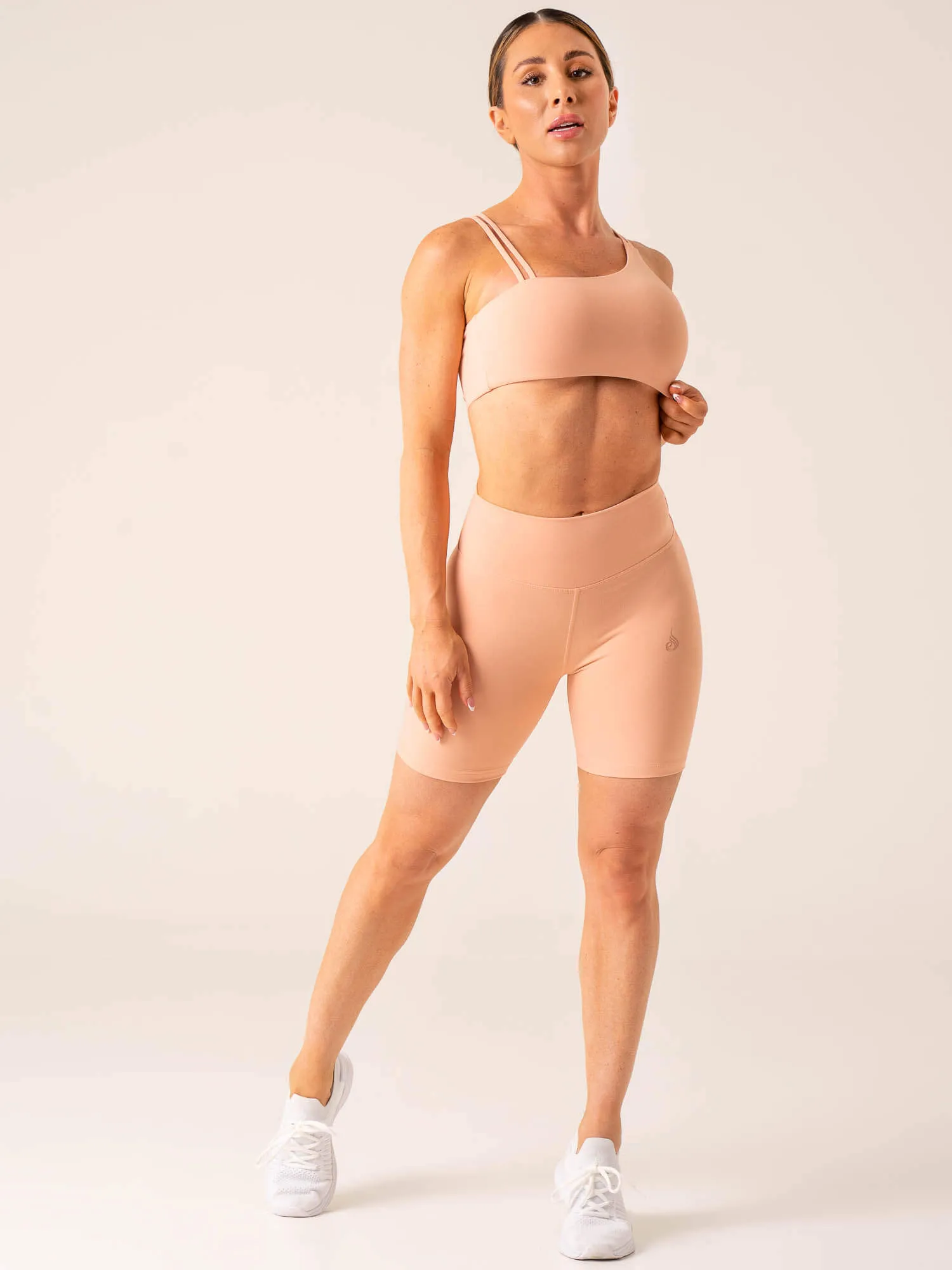 Unstoppable High Waisted Scrunch Shorts - Peach training wear