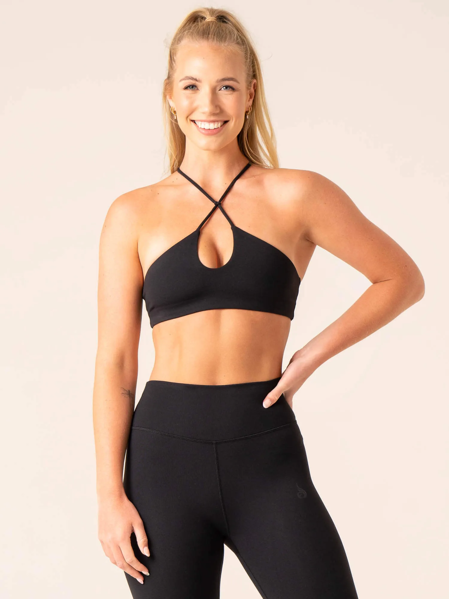 Unstoppable Sports Bra - Black Elastic Fabric