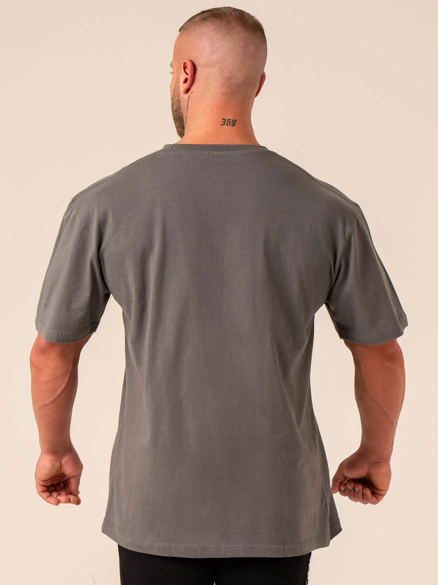 Varsity Oversized T-Shirt - Charcoal motivational quote