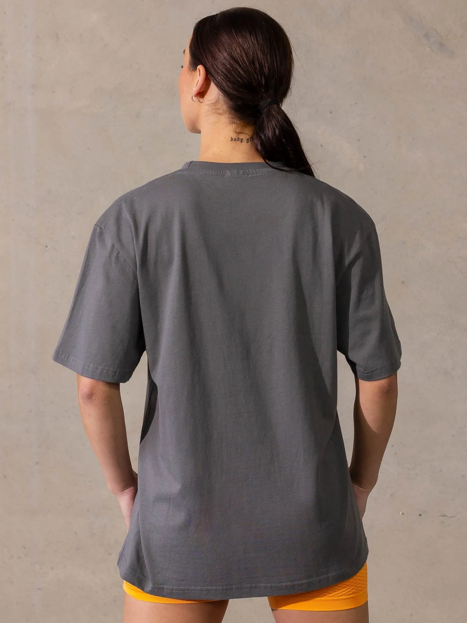 Varsity Oversized T-Shirt - Charcoal party wear