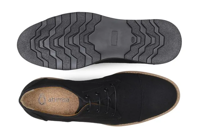 Victor Oxford in Black Canvas from Ahimsa (Wide Width) silent step