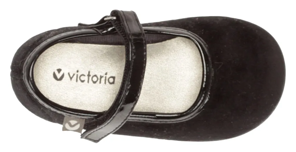Victoria Alba Velvet Mary Jane Black for Girl's cool twist