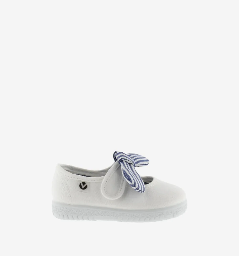 Victoria Girl's OJAL Canvas Mary Jane Shoes - Blanco premium finish