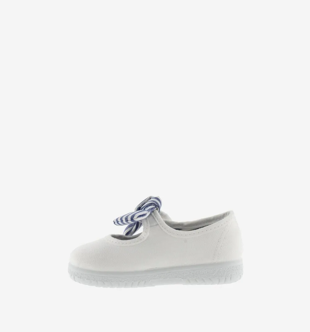 Victoria Girl's OJAL Canvas Mary Jane Shoes - Blanco simple line