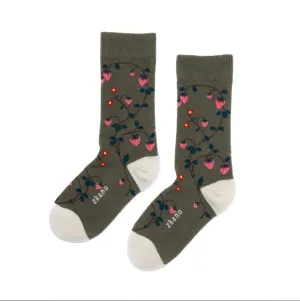 Wild Strawberries Socks in Olive from Zkano Slip Durable