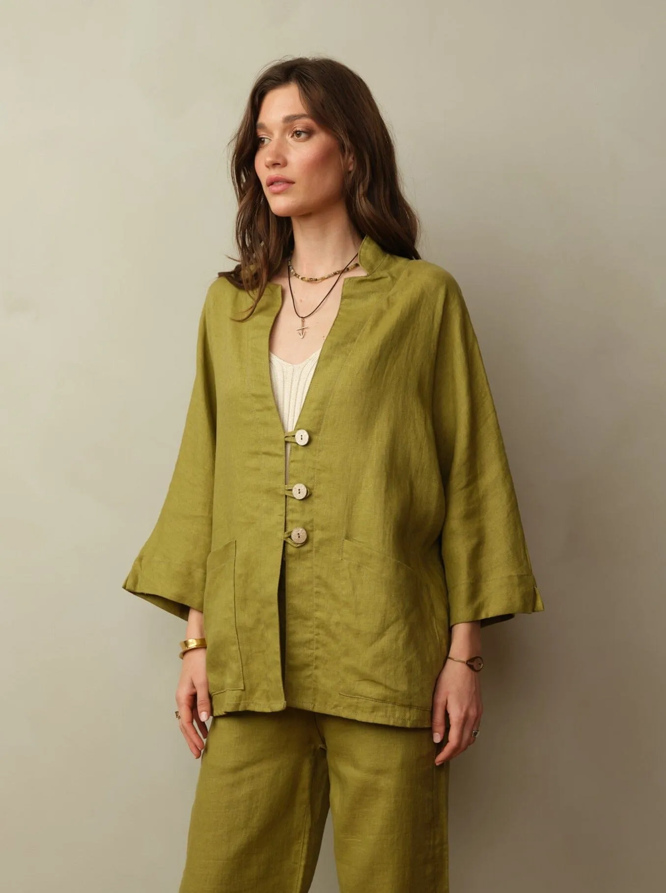 Women's Aoki Linen Kimono Jacket rugged layers