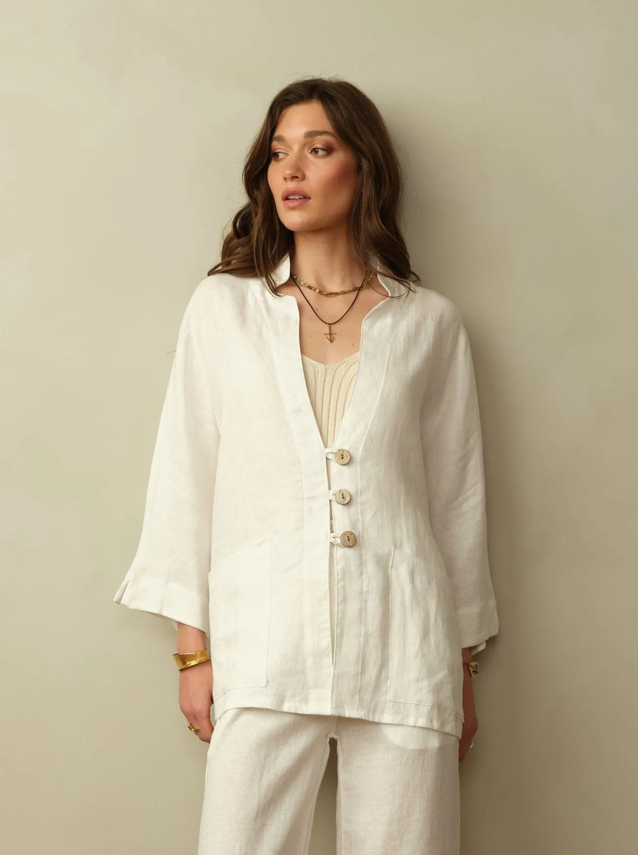 Women's Aoki Linen Kimono Jacket outdoor events