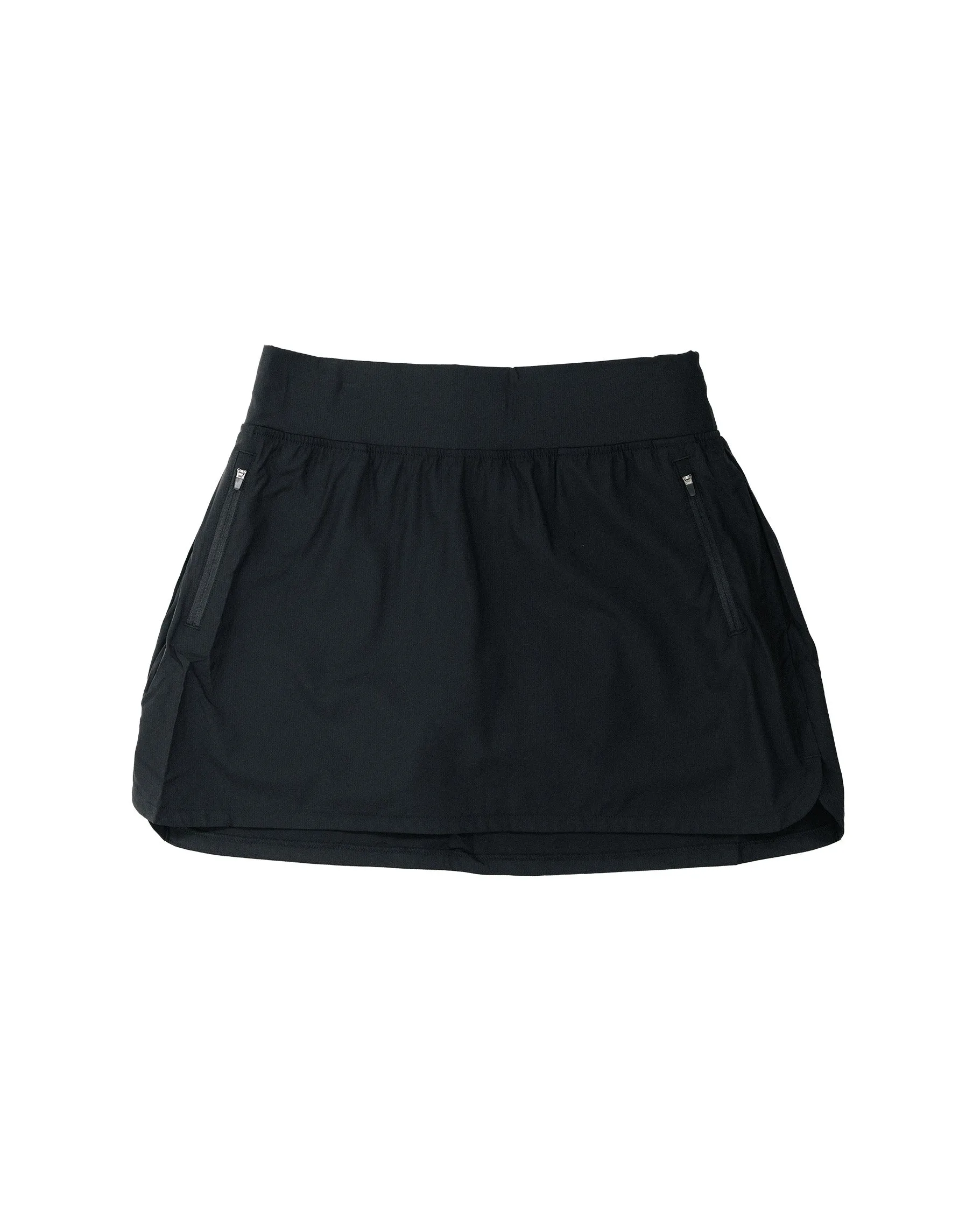Women's Black Curved Hem Skirt Lightweight travel