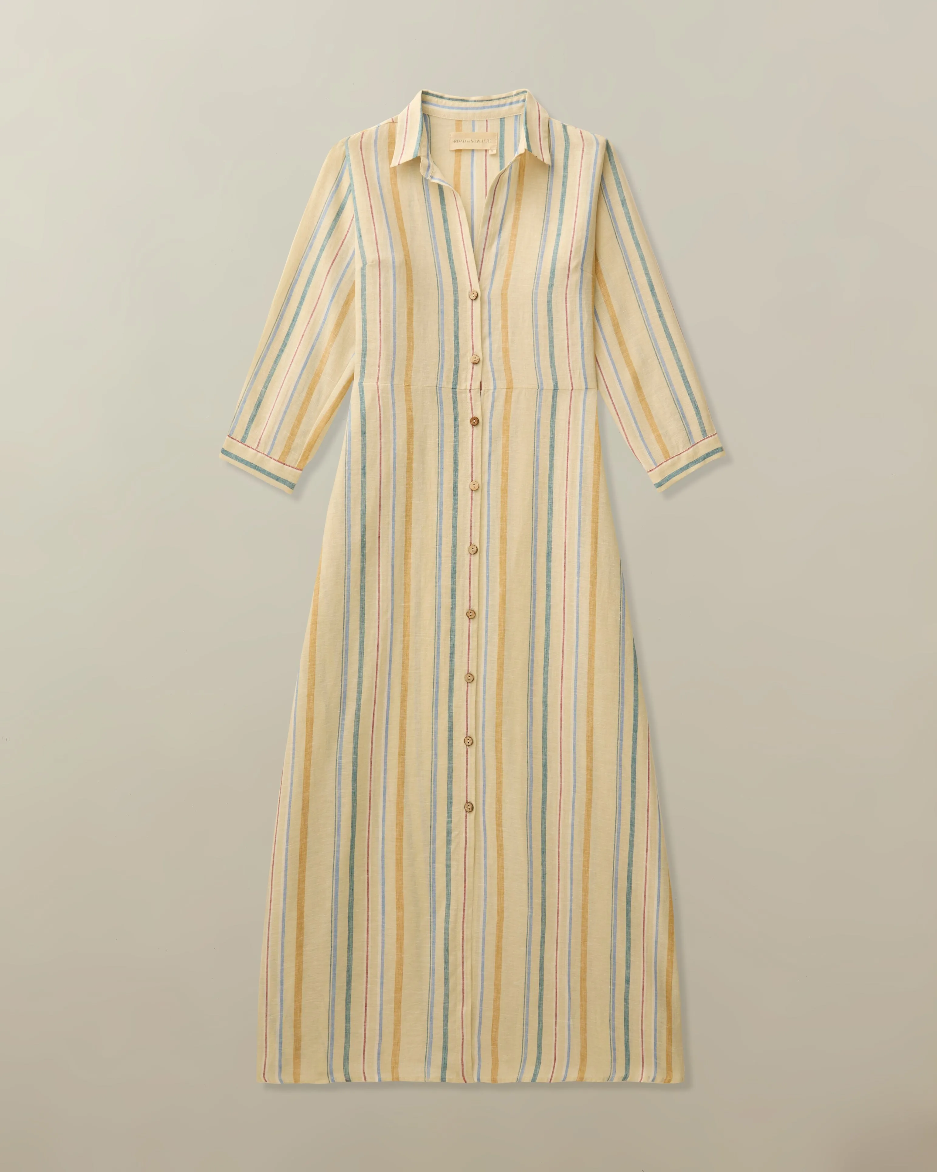 Womens Puglia Dress in Striped Linen Personal mark