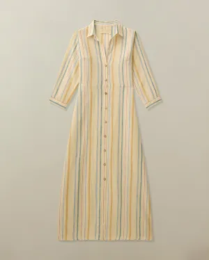 Womens Puglia Dress in Striped Linen Personal mark