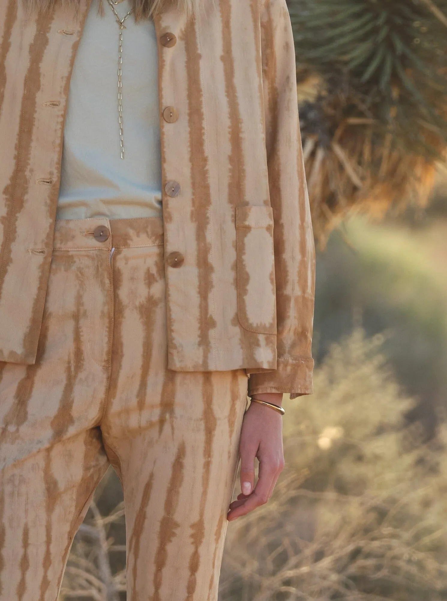 Women's Santos Jacket in Hand-Dyed Shibori functional design