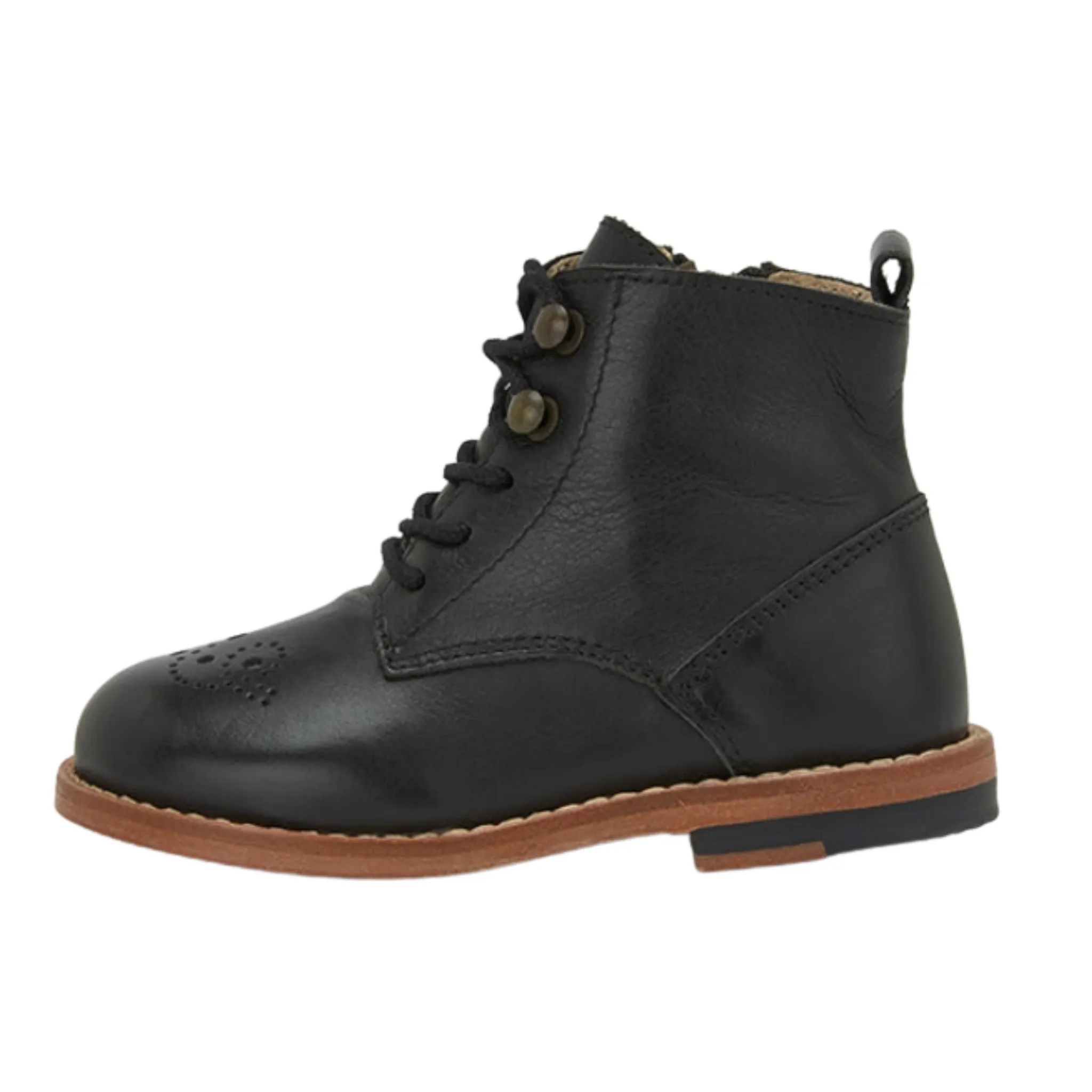Young Soles Girl's Buster Brogue Leather Boot - Black ice break