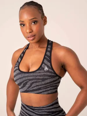 Zebra Seamless Sports Bra - Grey Marl / Black Zebra Wear Resist