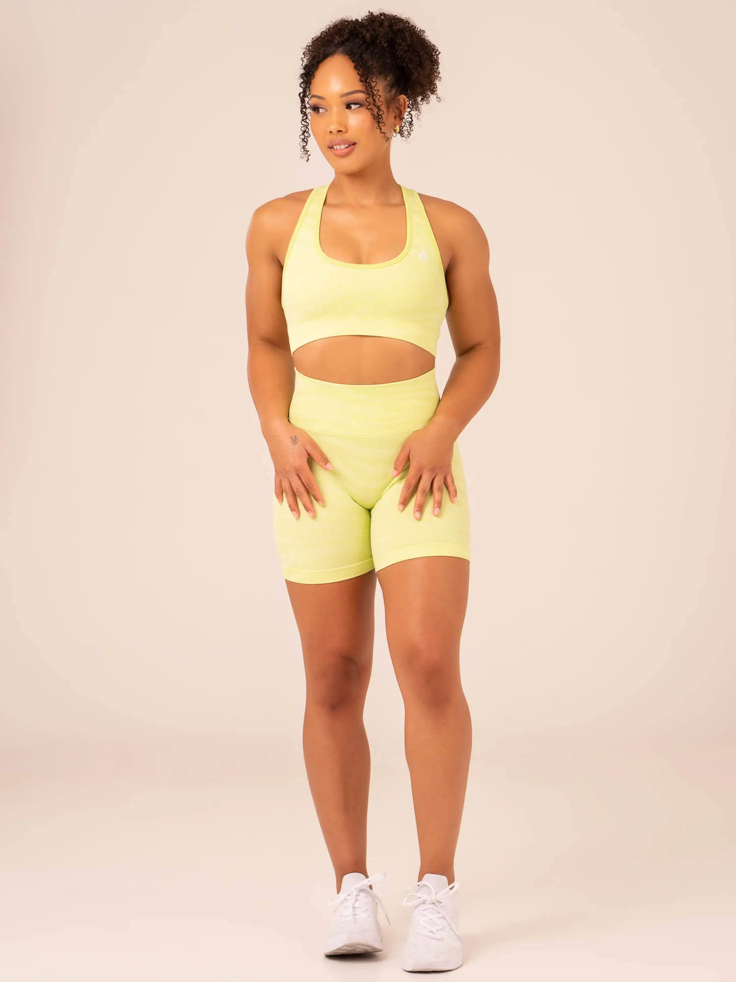 Zebra Seamless Sports Bra - Lime Zebra Shock Cushion