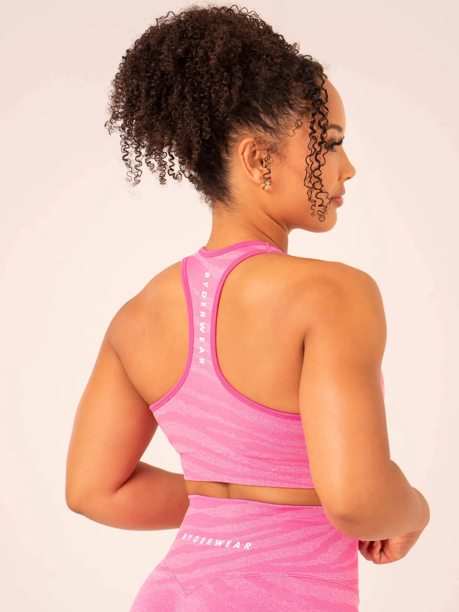 Zebra Seamless Sports Bra - Pink Zebra Shock Absorbing